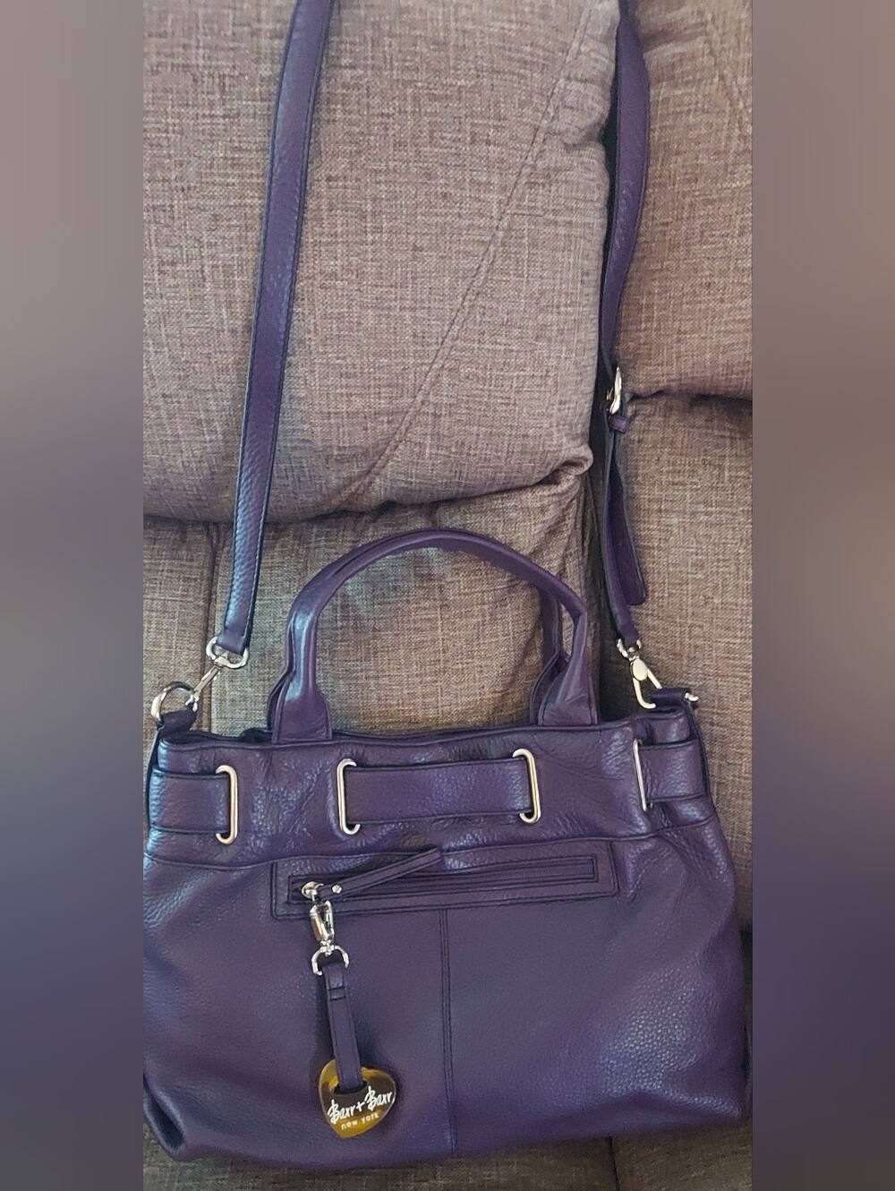 Barr & Barr Purple Leather Shoulder Bag with Detachable Crossbody Strap
